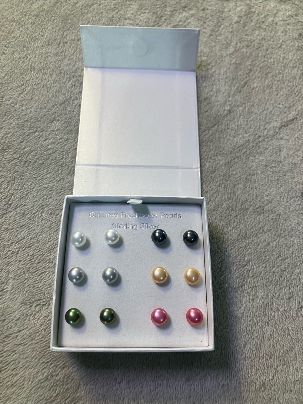 Cultured Freshwater Pearl Stud Earring Set — Multi-Color Sterling Silver